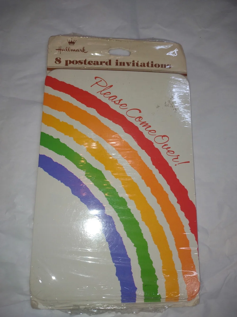Hallmark Rainbow 'Please Come Over' Postcard Invitations - Multicolor VINTAGE